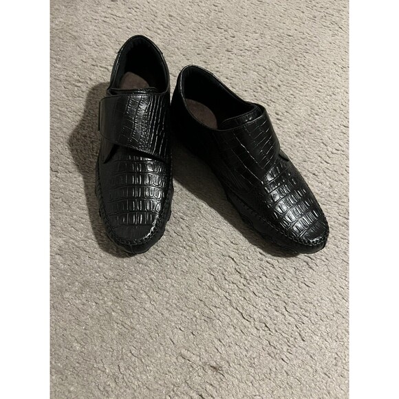 US9 CMR height increase lift shoes Men Black Luxury crocodile slip on loafer 6cm